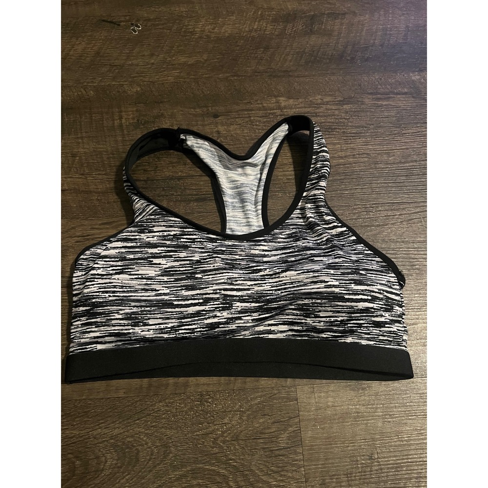 Zone Pro Womens Sports Bra Racerback Space Dye Black White 1X